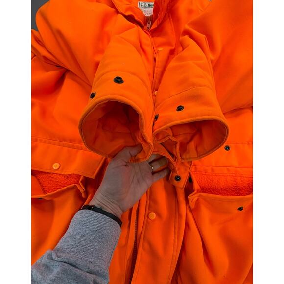 Vintage L.L.Bean Blaze Orange Hunting Jacket Men’s XL Field Coat Game Pockets - Picture 11 of 13